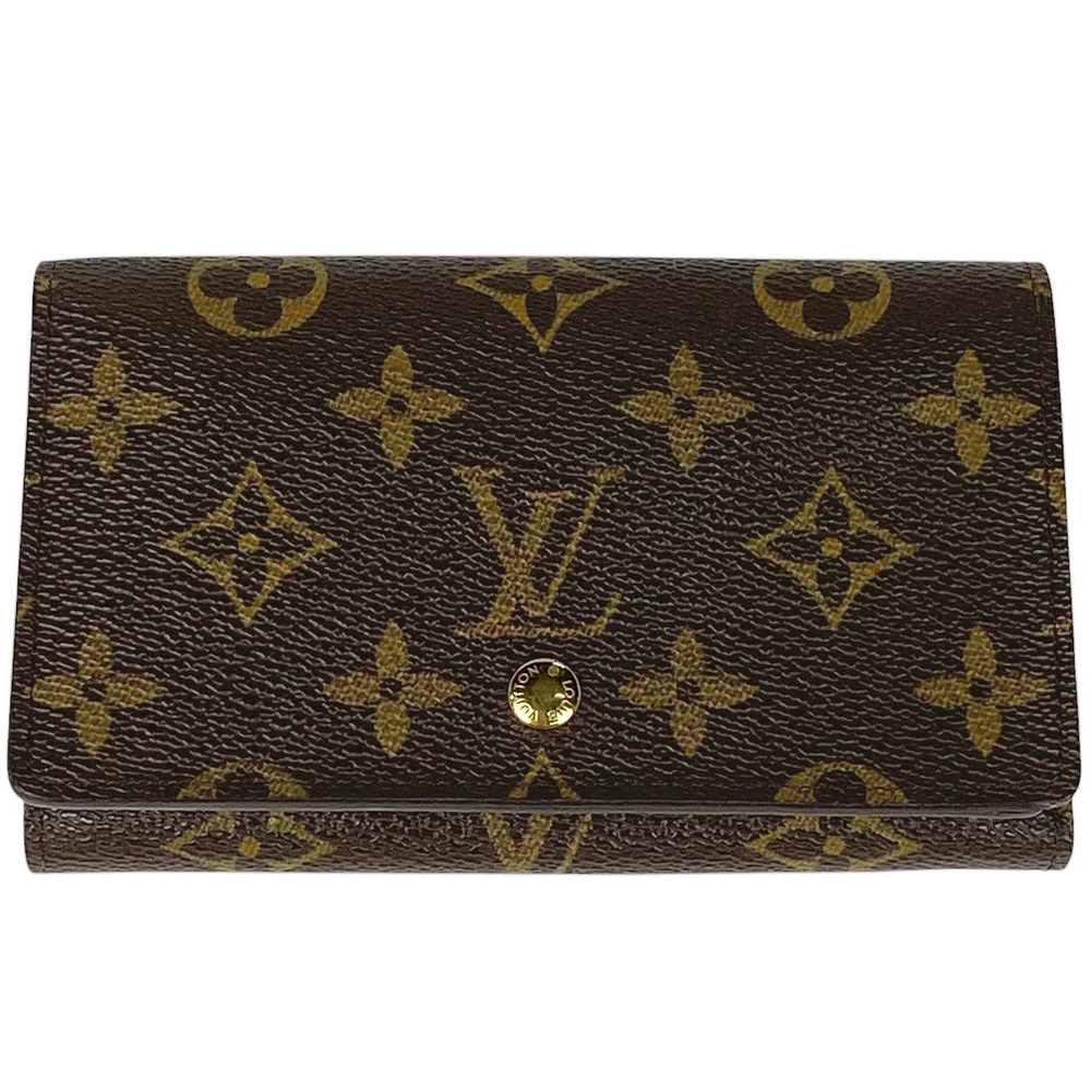 Louis Vuitton Porte Monnaie Billet Tresor Bi fold Wallet Coin Monogram Brown
